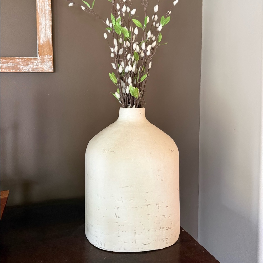 12” Hearth & Hand Cream Distressed Ceramic Decorative Vase